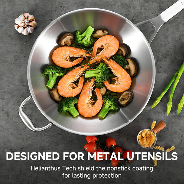 13 Inch Stainless Steel Wok with Lid, Detachable Handle | Uncoated Tri-Ply Stainless Steel Stir Fry Pan, Everyday Cooking Wok for Induction, Flat Bottom, Dishwasher & Oven Safe3