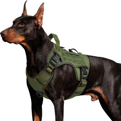 WINGOIN Tactical Dog Harness for Large Dogs, Heavy Duty No Pull Dog Harness with Handle, Adjustable Reflective Military K9 German Shepherd Big Size Dog Vest for Walking, Training, Hunting, Green (L) | with Handle,Adjustable Reflective,Green Military K9 Style,Big Size Dog Vest,For German Shepherd,For Walking Training Hunting1