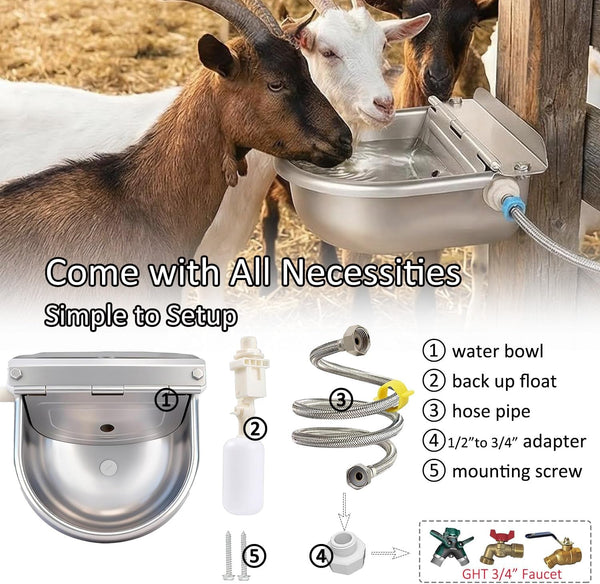Automatic Water Dispenser for Dogs and Cats - Stainless Steel Dog Water Bowl Dispenser Outdoor Large Pets Waterer Feeder for Poultry and Livestock4