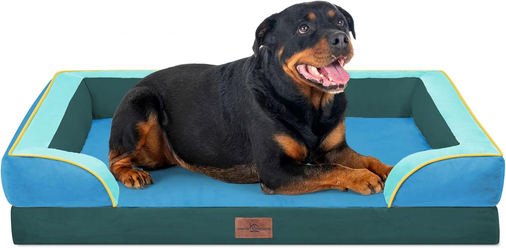 comfort-expression-orthopedic-dog-bed-for-extra-large-dogs-with-bolster-waterproof-dog-couch-bed-with-washable-cover-non-slip-bottom-supportive-egg-crate-foam-xl-pet-bed-42x30-inch