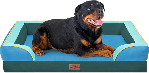 Comfort Expression Orthopedic Dog Bed for Extra Large Dogs with Bolster | Waterproof Dog Couch Bed with Washable Cover & Non-Slip Bottom, Supportive Egg Crate Foam XL Pet Bed, 42X30 Inch207
