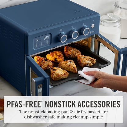 French Door Air Fryer Toaster & Convection Oven 34QT, Indigo | 12-In-1 Countertop Oven, Bake, Broil, Roast, Fits 12” Pizza, Dehydrate, Air Fry Basket, Oven Rack, Rotisserie, Blue8