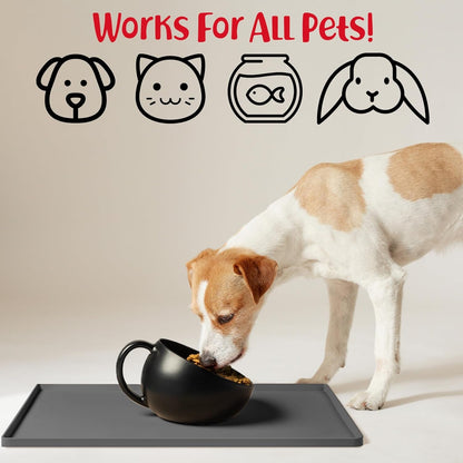 Dogbuddy Dog Food Mat – Waterproof Dog Bowl Mat for Food and Water, Silicone Pet Feeding Mats for Floors, Non-Slip Placemat with High Edges for Dogs Bowls, Puppy Essentials (L: 24" X 16", Shadow)4