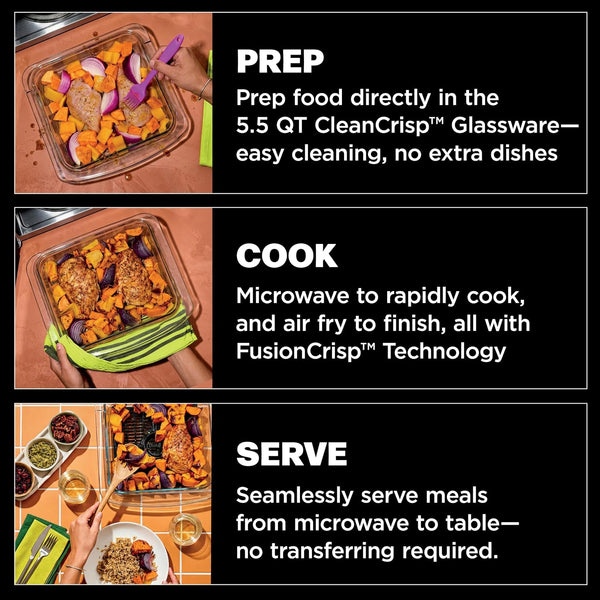 Ninja® Crispi™ Microwave & Air Fryer with Fusioncrisp, Silver, MW101 | Replaces a Countertop Microwave and Air Fryer with 14 Functions; Fast 1000W Microwave and Powerful 1700W Ninja® Air Fryer.8