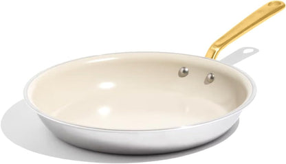 Made in Cookware - 12" Ceramic Non Stick Frying Pan (Antique Brass Handle) - 5-Ply Stainless Clad with Stay-Cool Handle - Professional Cookware - Crafted in Italy - Induction Compatible1