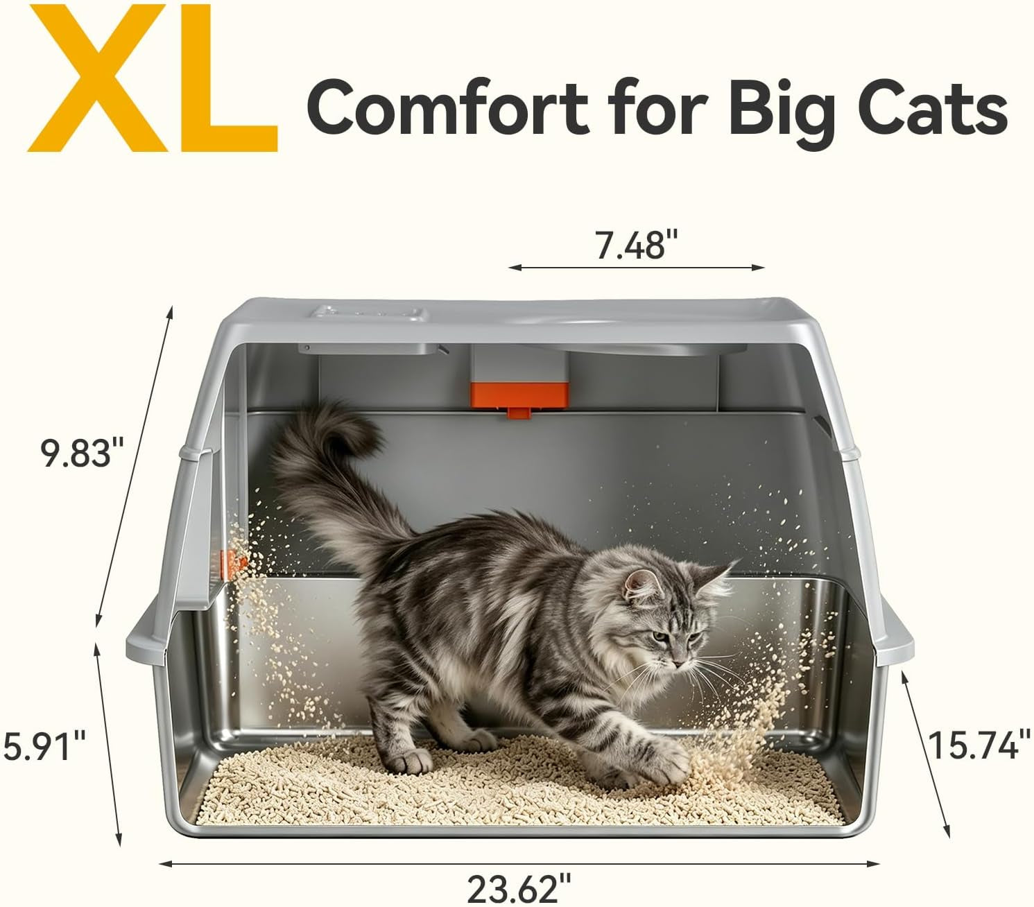 xl-enclosed-stainless-steel-litter-box-with-lid-light-gray-covered-high-sided-rustproof-leak-proof-easy-clean-odor-control-includes-scoop-step