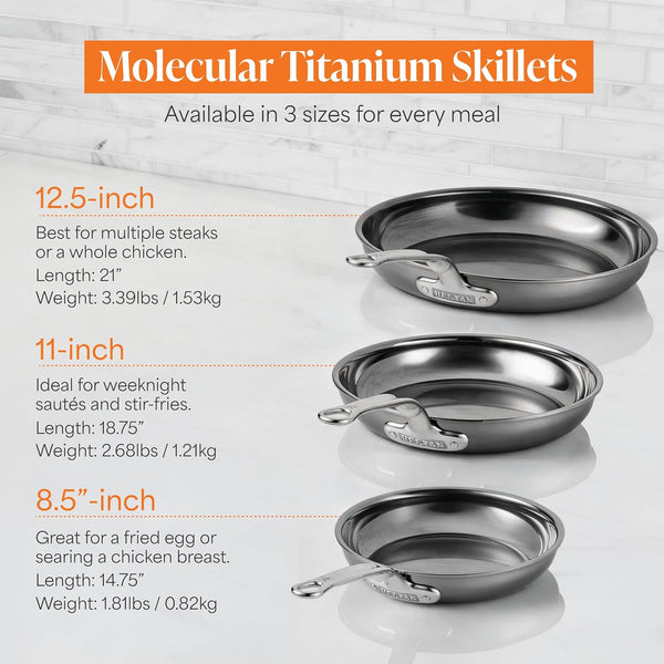 Hestan Nanobond Molecular Titanium Frying Pan, 8.5-Inch - Pfas-Free Stainless Steel Skillet, 4X Stronger, 1050°F Safe, Induction Compatible, Handcrafted Italy7