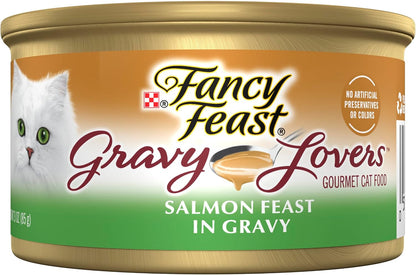 Purina Fancy Feast Gravy Lovers Salmon Feast Grilled Gourmet Cat Food in Wet Cat Food Gravy - (Pack of 24) 3 Oz. Cans1