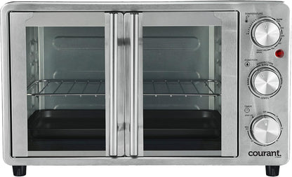 French Door Convection Toaster Oven & Broiler, Bake Broil Toast Oven, Fits 9X13’’ Aluminum Baking Pan, 6-Slices, 10’’ Pizza, Convection Oven - Stainless Steel4