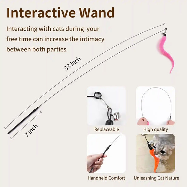 Hanging Cat Toys for Indoor Cats | 8 Assorted Teaser Refills, 3 Indoor Cat Hanging Toy and 1 Interactive Wand Suitable for Indoor Cats5