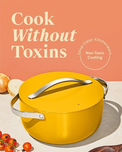 Caraway Non-Stick Ceramic Dutch Oven Pot with Lid (6.5 Qt, 10.5") | Non-Toxic, PTFE and PFOA Free, Safe and Compatible with All Stovetops (Gas, Electric and Induction), Marigold2