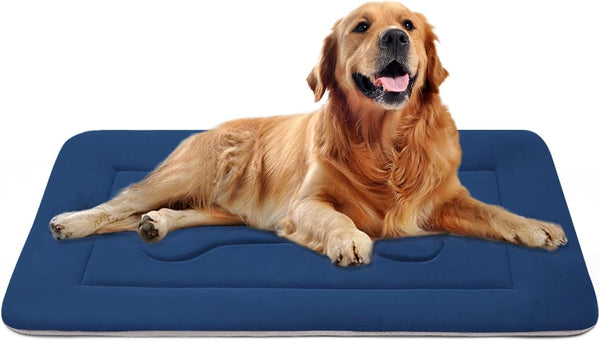 Large Dog Bed Soft Dog Crate Pad Mat, 42 in Non-Slip Bottom Washable Dog Sleeping Mattress Pet Beds Cat Bed Kennel Pad, Dark Blue Gray10