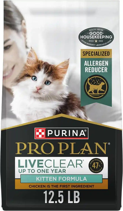 Purina Pro Plan Liveclear Dry Cat Food for Kittens Cat Allergen Reducer Chicken and Rice Formula - 5.5 Lb. Bag12