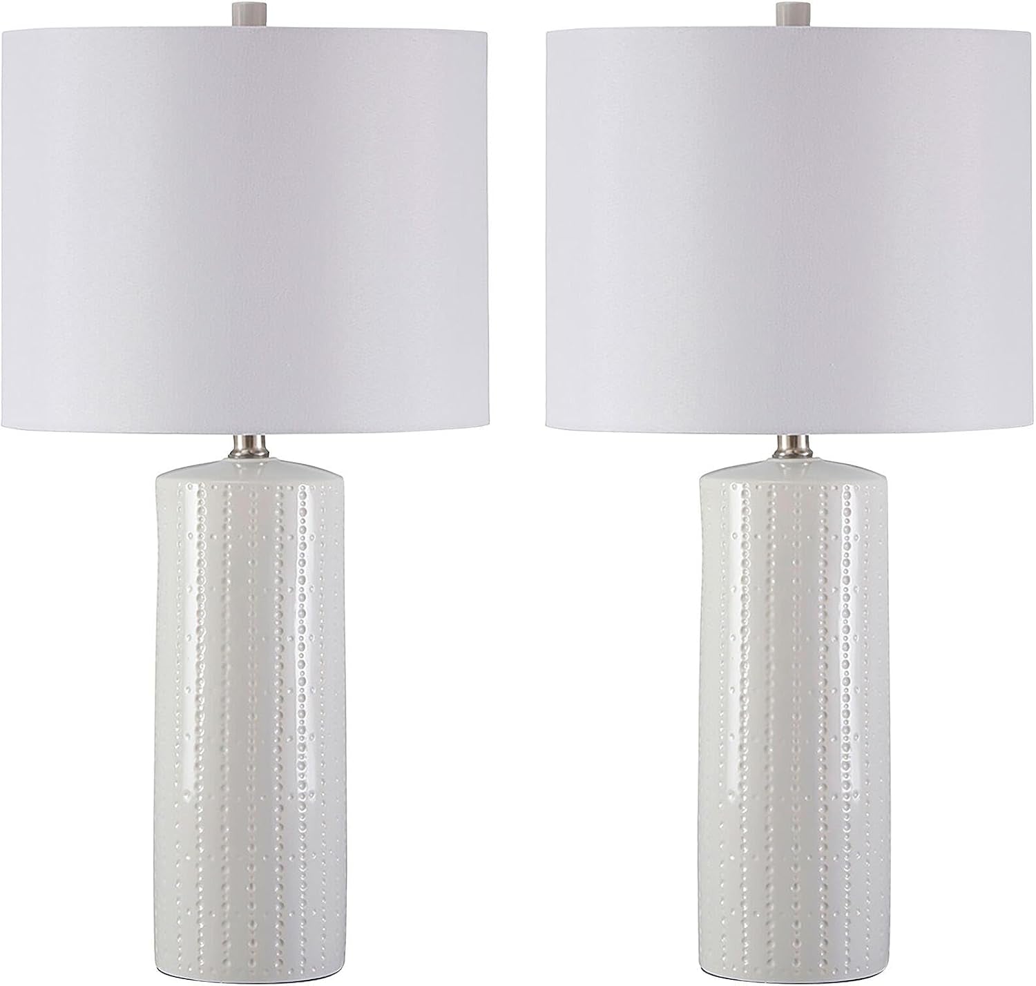 signature-design-by-ashley-table-lamp-set-of-2-white-ceramic-3-way-textured-white-ceramic-base-with-soft-drum-shade-25-inch-height-elevates-living-room-end-tables-steuben-series