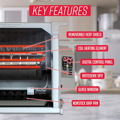 5000 Platinum Digital Countertop Rotisserie Oven, 12-Lb Capacity | Rotisserie Chicken Cooks Perfectly, 3 Functions - Rotisserie, Sear, No-Heat Rotation; Basket Included; Auto Shutoff4