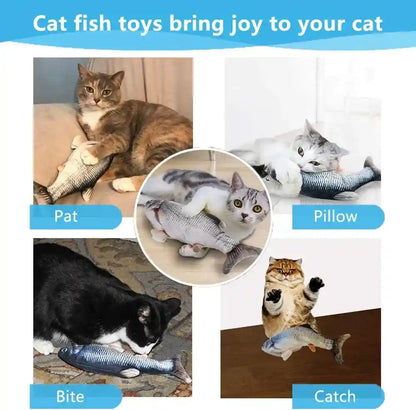 Tocirelo Cat Toys Flopping Fish with Catnip, Moving Cat Toy Interactive for Indoor Cats, Kitten Kicker Floppy Dog Toy, 11" Electric Realistic Plush Wiggle Fish for Kitty Exercise8
