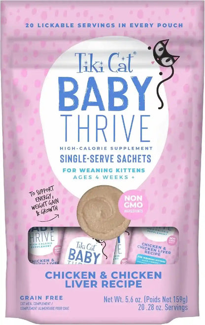 Tiki Cat Baby Thrive, Chicken & Chicken Liver Mousse, 5.6 Oz. Pouch (20 Individual Servings)1