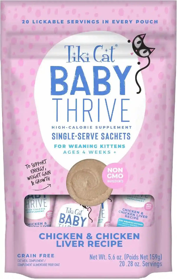 Tiki Cat Baby Thrive, Chicken & Chicken Liver Mousse, 5.6 Oz. Pouch (20 Individual Servings)1