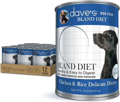 Dave'S Pet Food Bland Diet Dog Food (Chicken & Rice), Sensitive Stomach, Easy to Digest Pate, Gluten-Free, Digestive Care, Low Fat (6%) Limited Ingredients, Complete & Balanced, 13.2 Oz (Case of 12)1