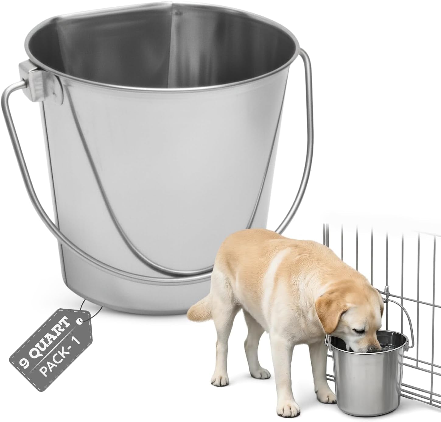 stainless-steel-flat-side-bucket-1-quart-0-25-gallon-heavy-duty-hanging-food-water-pail-for-dogs-cats-birds-kennel-cages-crates-durable-rustproof-multi-purpose-feeding-buckets