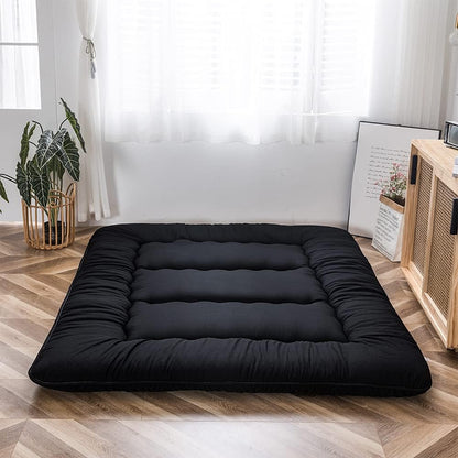Japanese Floor Mattress 4" Thick Full Size Foldable Futon Mattress | Sleeping Pad Foldable Roll up Mat Boys Girls Dormitory Pad Kids Floor Lounger, Black7