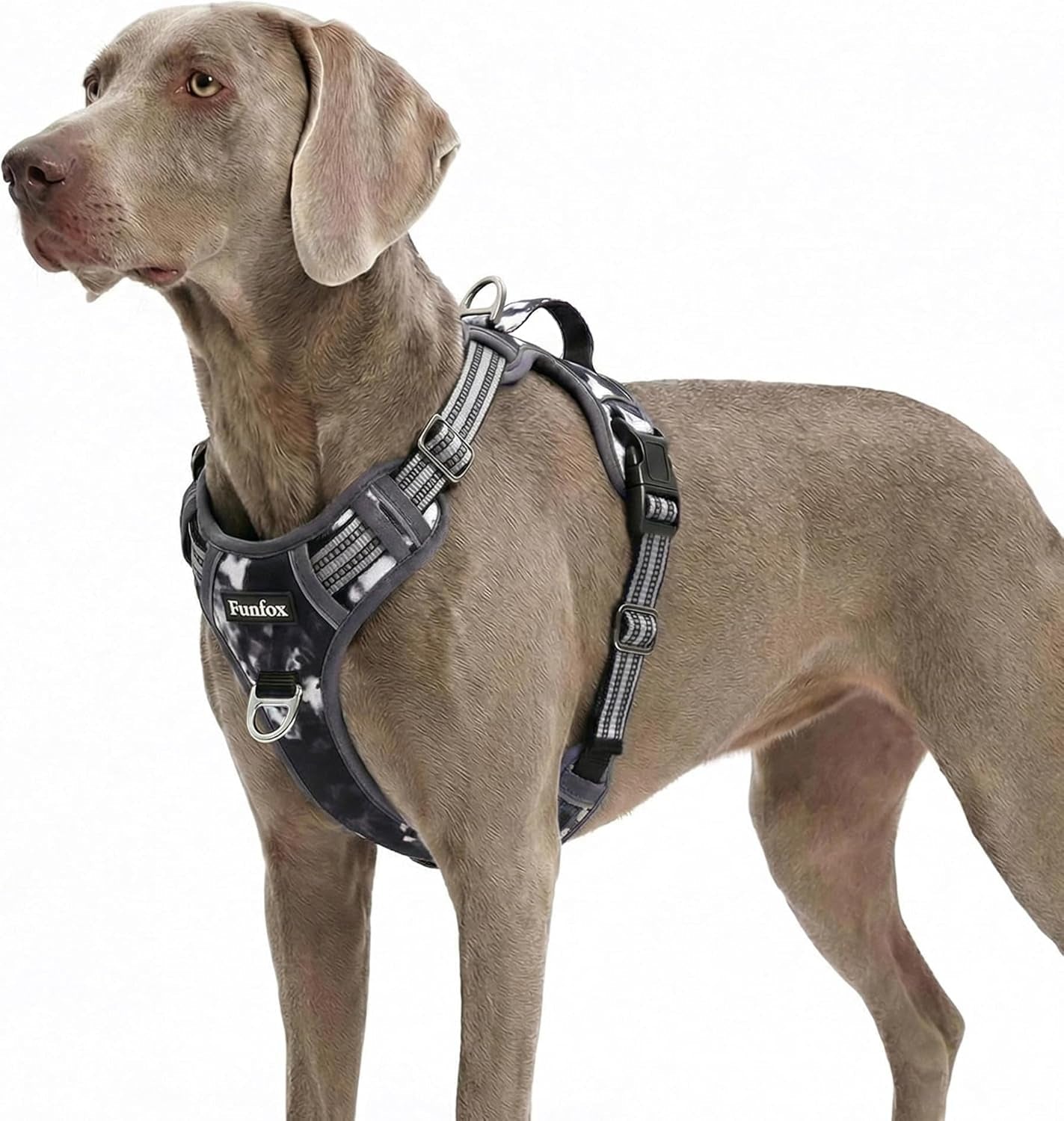 funfox-dog-harness-medium-sized-dog-vertical-handle-easy-control-no-pull-pet-vest-adjustable-with-2-leash-clips-soft-material-reflective-safe-night-walking-for-small-medium-large-breed-black-m