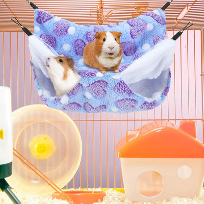 Boao 2 Pcs Guineas Pig Rat Hammock Guinea Pig Hamster Ferret Hanging Hammock Guinea Pigs Accessories for Small Animals Chinchilla Parrot Sugar Glider Ferret Squirrel(Purple, Coffee,Heart Pattern)4