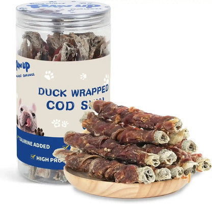 PAWUP Dog Treat Chicken Wrapped Cod Skins, Fish Chews Rolls for Medium Dogs, Healthy, Rawhide-Free, 12.5 Oz10
