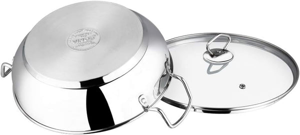 Stainless Steel Kadhai with Tempered Glass Lid, 20Cm, Premium Quality | 2 Litre Induction-Friendly Multi-Use Pot for Sauces, Deep Frying and Stews; Indian Cooking Essential6