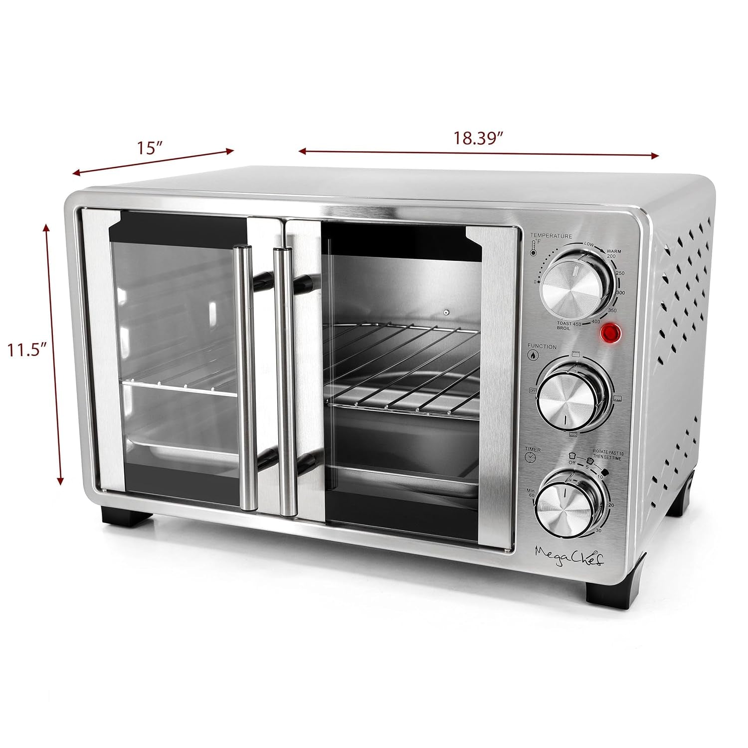 26-4-quart-french-door-multi-function-stainless-steel-electric-toaster-oven-with-temperature-timer-control-and-broil-bake-toast-functions