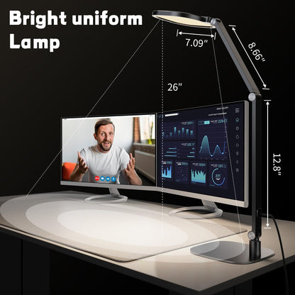 LED Desk Lamp for Home Office, Soft Edge-Lit Design - Modern Style | Eye-Caring Diffused Light, Professional Computer Light for Reading, Crafts & Zoom, Dimmable with 30 Modes, Memory & Timer6