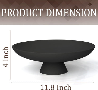 Modern Pedestal Decorative Bowl, Large Resin Fruit Bowl, Black | Style It on Kitchen Counters, Coffee Tables, or Entryway Tables. Use for Fruit Display, Key Storage, or Home Decor Accents7