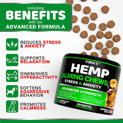 Hemp Calming Chews for Dogs - Advanced Dog Calming Chews - 170 Chews - Anxiety Relief Treats - Separation Aid, Barking, Stress Relief, Thunderstorms - Melatonin - Hemp Oil - Made in USA2