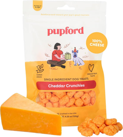 Pupford Cheese Crunchies, All-Natural, Healthy, Freeze Dried, Single-Ingredient Treat for Dogs & Puppies (Cheddar, 7 Oz)1