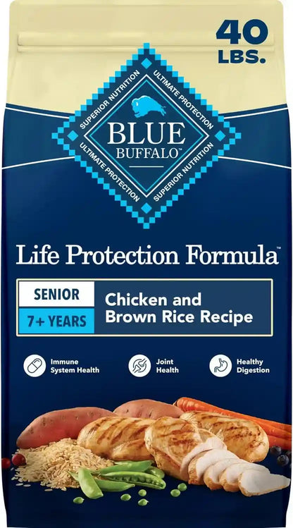 Blue Buffalo Life Protection Formula Chicken Senior 7+ Dry Dog Food, 5 Lb | Real Chicken #1 Ingredient, Glucosamine & Chondroitin for Joint Health & Mobility, Antioxidant-Rich Lifesource Bits,12