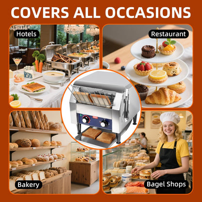 Commercial Conveyor Toaster, 300 Slices/Hour Heavy Duty Stainless Steel Toaster for Buns, Bagels & Bread, Restaurant Grade with Cleaning Accessories8