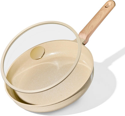 10 Inch Ceramic Nonstick Frying Pan with Glass Lid | Kitchen Non-Toxic PTFE & PFOA Free Skillet, Compatible with Induction, Gas Cooktops, Easy to Clean1