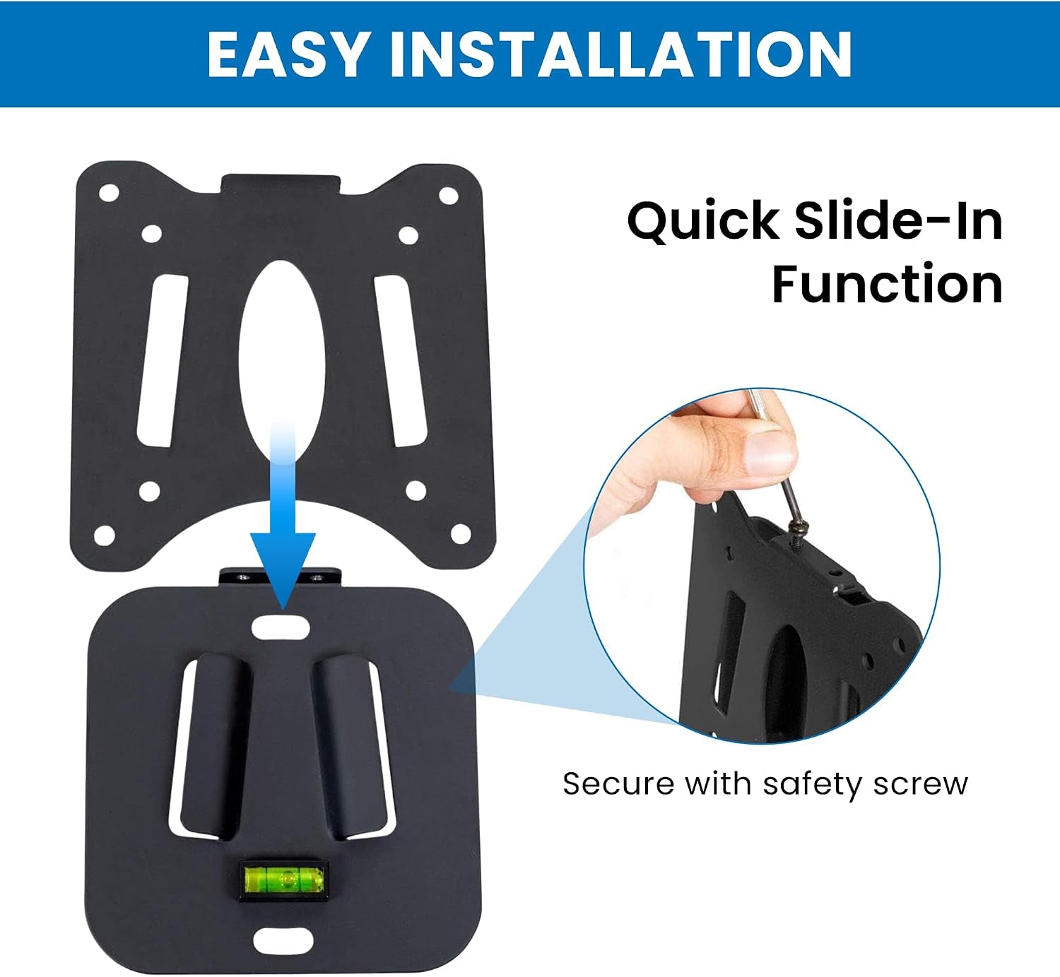 ultra-low-profile-fixed-tv-wall-mount-for-13-to-32-inch-screens-slim-tv-wall-mount-fits-vesa-75-and-100-mm-flush-tv-bracket-0-55-design-with-60-lb-capacity-built-in-bubble-level