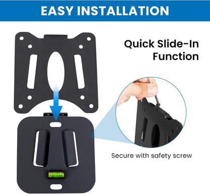 Ultra Low Profile Fixed TV Wall Mount for 13 to 32" Inch Screens, Slim TV Wall Mount Fits VESA 75 and 100 Mm, Flush TV Bracket 0.55" Design with 60 Lb Capacity, Built-In Bubble Level7