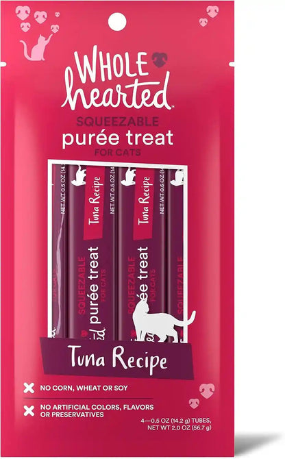 Wholehearted Cat Treats, Tuna Recipe Squeezable Purée, 4 Tubes, 0.5 Oz Each1