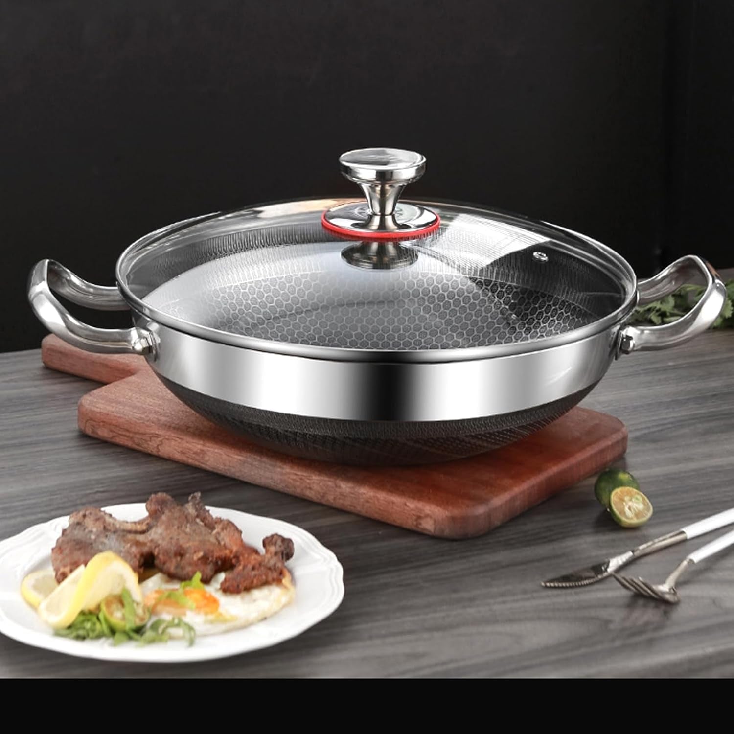 wok-pan-hybrid-nonstick-wok-with-lid-non-stick-stainless-steel-large-deep-woks-stir-fry-pans-stay-cool-handle-skillets-pfoa-free-cookware-works-on-induction-14-17in