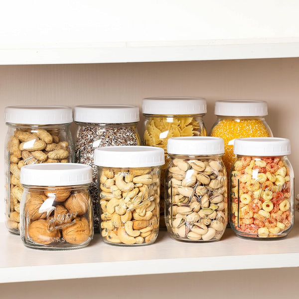 10 WIDE Mouth & 10 REGULAR Mouth Mason Jar Lids - 20 Pack Food Grade Plastic Mason Jar Caps for Ball, Kerr and More Canning Jars - Leakproof & Dishwasher Safe - White6