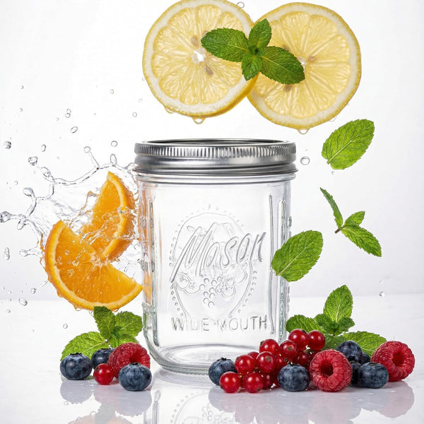 6-Pack Mason Jars 16 Oz with Lids – Wide Mouth Glass Mason Jars, Airtight Leak-Proof Canning Jars 16 Oz for Food Storage, Fermenting, Pickling, Freezing, and Crafts5
