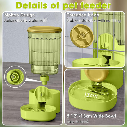 Hanging Small Cat Feeder Water Set, 1L Food Dispenser and 0.8L Water Bottle | Automatically Refill, Auto Gravity Pet Feeder and Waterer Set, 3-5 Days for Puppy, Kitten, Rabbit and Small Pets5