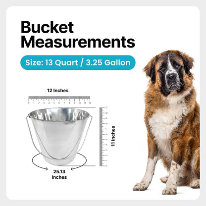 3 Gallon Stainless Steel Bucket - Heavy Duty Flat Side Metal Bucket for Feeding & Watering Pets, Livestock & Cleaning - Perfect for Crates, Kennels, Cages & Hang on Fences - 13 Quart2