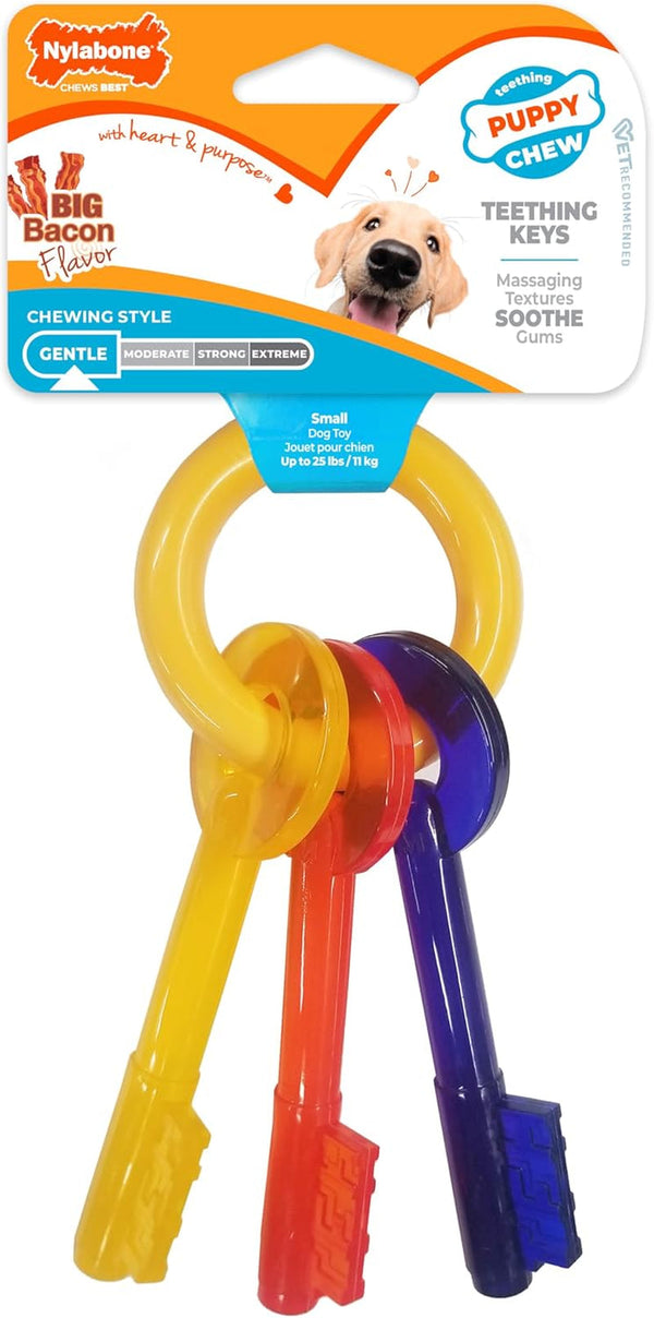 Nylabone Puppy Chew Teething Key Ring Dog Chew Toy, Bacon Flavor, Small | Medium Breeds, Soothing Teething Toys for Puppies, Puppy Enrichment, Freeze for Added Comfort, for Puppies up to 35 Lbs8