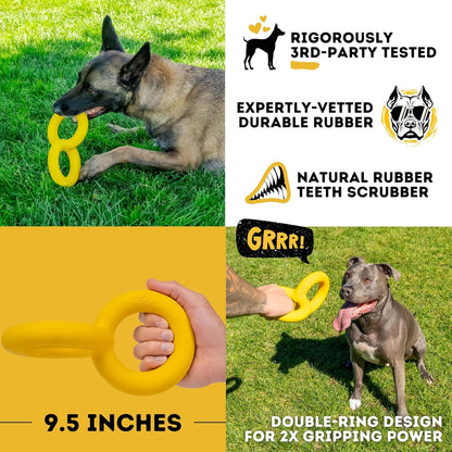 Tug Rings – Indestructible Dog Toy for Aggressive Chewers – Durable Power Chewer Toy – Tough, Heavy Duty Natural Rubber – Safe & Non-Toxic Medium/Large Breed – 6.5In5