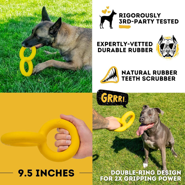 Tug Rings – Indestructible Dog Toy for Aggressive Chewers – Durable Power Chewer Toy – Tough, Heavy Duty Natural Rubber – Safe & Non-Toxic Medium/Large Breed – 6.5In5