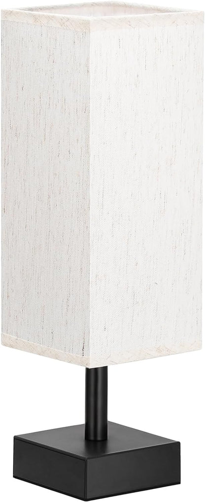 Small Bedside Table Lamp for Bedroom - Square Cream Fabric Shade | Inline Rocker Switch, Corded Electric, Bulb Not Included, 12.8" Mini Table Lamp for Nightstand, Desk, Dorm, Office9