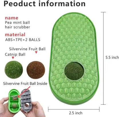 Miwoowim 2 Pcs Catnip Toys Balls That Stick on Wall,Cat Toy Ball, Catnip Wall Balls for Cats Lick,Cat Face Scratchers, Cat Self Groomer for Indoor Cats, Corner Brush6